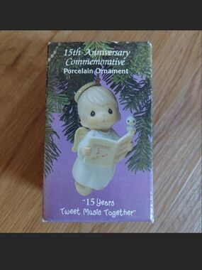 Precious Moments Porcelain Angel Ornament - Cream & Purple
